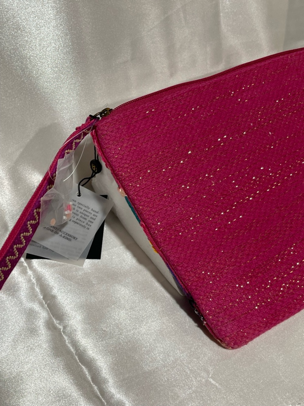 NWT America&Beyond “JOY” Sequins,Glass Beads  Handcrafted/Cotton Canvas Clutch - Picture 11 of 13